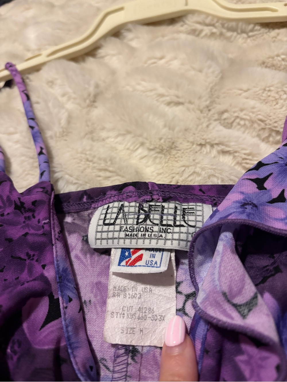 Vintage 90’s Midi Dress Purple Floral Ruffle V-Neck Spaghetti Strap Medium - Picture 4 of 4